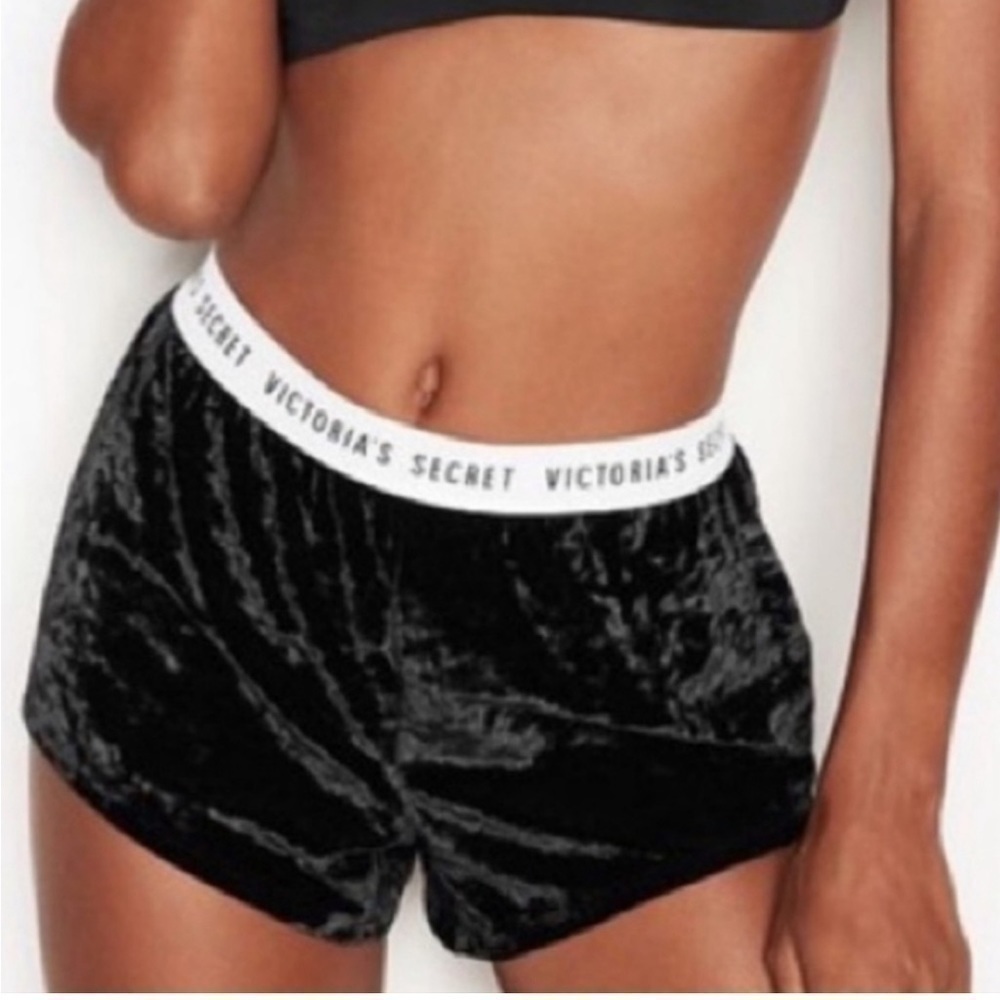 Victoria’s Secret Black Crushed Velvet Sleep Pajama Shorts